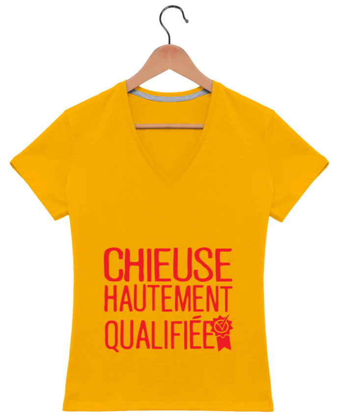 T Shirt Col V Femme 180 Gr Chieuse Hautement Qualifiee Citation Humour Provocateur Achille