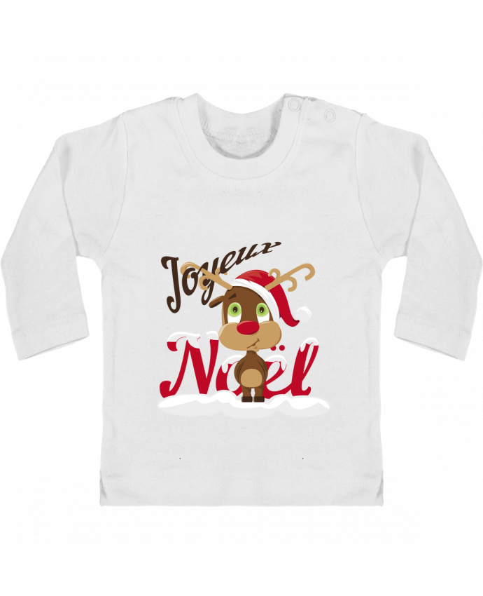 T Shirt Bebe Manches Longues Boutons Pression Renne Joyeux Noel Enfant Manches Longues Tunetoo