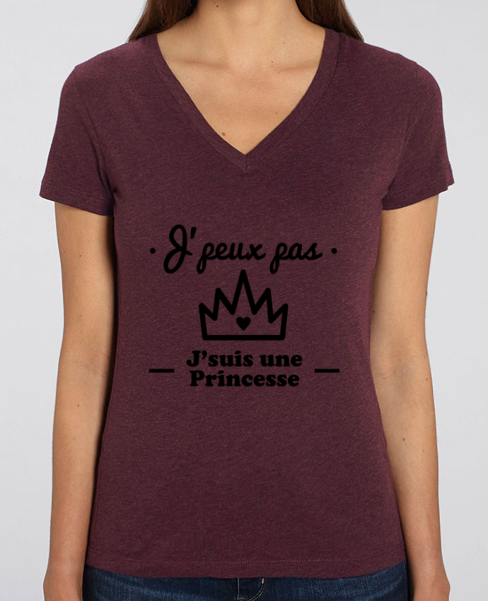 Tee Shirt Femme Col V Stella Evoker J Peux Pas J Suis Une Princesse Humour Citations Drole Coton Bio Tunetoo